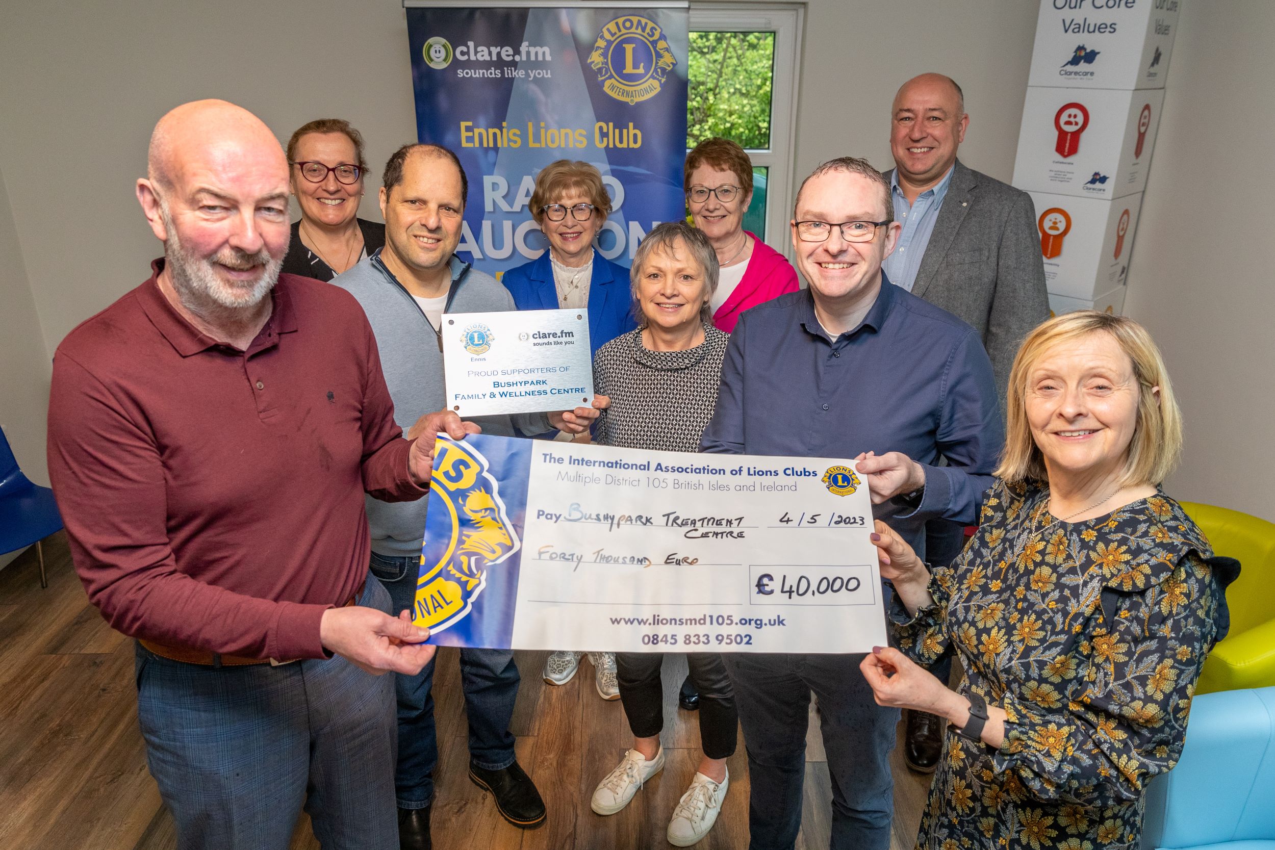 Bushypark Cheque Presentation - Ennis Lions Club